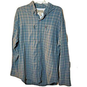 Duluth Trading Co Men's M Green Plaid Nylon‎ Spandex Shirt Long Sleeve Outdoor